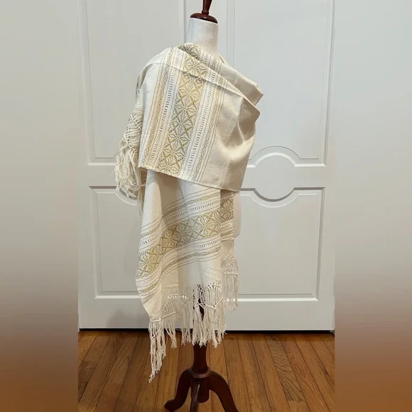 Cotton and Silk Traditional Mexican rebozo from Oaxaca. Mexican shawl, Handloom! - Picture 1 of 10